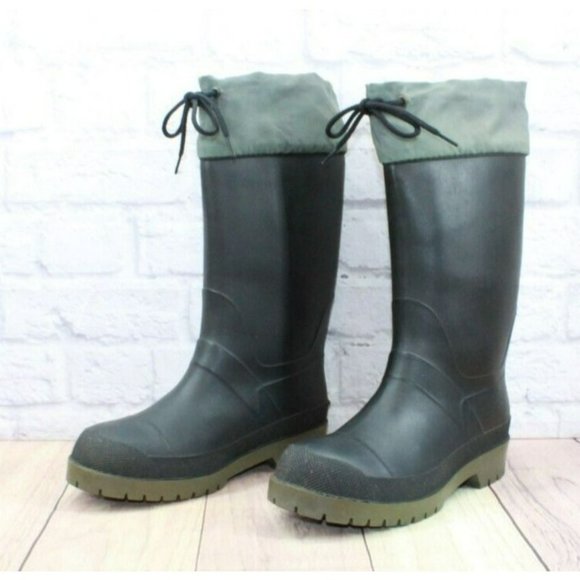 LL Bean Black Rubber Mid Calf Waterproof Insulated Winter Boots Size 6 - Picture 2 of 11